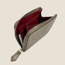 [クロコパターンレザー] <br>ハーフLジップウォレット<br> color：トープ