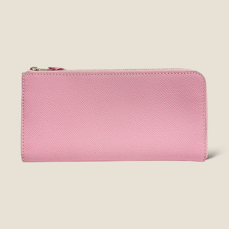 [French calf] <br>L Zip long wallet<br>color: Mauve Pink<br>【Build-to-order manufacturing】