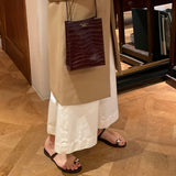 [Croc pattern]<br>Box sacoche L<br>color: dark brown