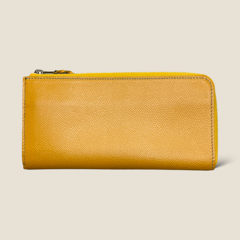 [French calf] <br>L Zip long wallet<br>color: Yellow<br>【Build-to-order manufacturing】