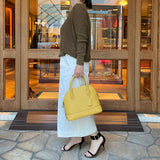 [Shrink leather] <br>round shoulders<br>color: mustard yellow