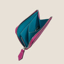 [フレンチカーフ] <br>ハーフLジップウォレット<br>color：マゼンタピンク