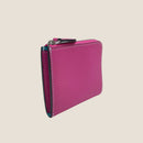 [フレンチカーフ] <br>ハーフLジップウォレット<br>color：マゼンタピンク
