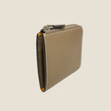 [French calf] <br>Half L zip wallet<br>color: taupe