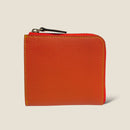 [フレンチカーフ] <br>ハーフLジップウォレット<br>color：オレンジ