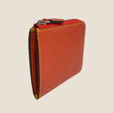[French calf] <br>Half L zip wallet<br>color: orange