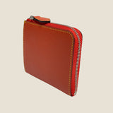 [French calf] <br>Half L zip wallet<br>color: orange