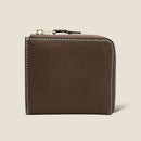[French calf] <br>Half L zip wallet<br>color: Dark brown