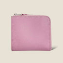 [French calf] <br>Half L zip wallet<br>color: Mauve Pink