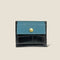 [French Calf x Croco Pattern] <br> Mini Snap Wallet <br> Color: Gene Blue x Black