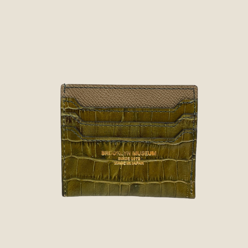 [French Calf x Croco Pattern] <br> Mini Snap Wallet <br> Color: Tope x Khaki