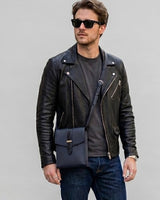 [Shrink leather x croco pattern leather]<br>voyage shoulder<br>color: navy