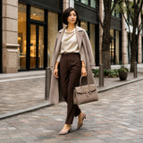 [Taurillon Lagoon x Crocodile]<br>Voyage M bag<br>color: taupe x taupe