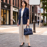 [Shrink leather x croco pattern leather]<br>Voyage M bag<br>color: navy