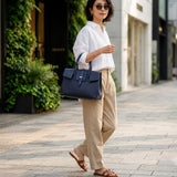 [Taurillon Lagoon x Crocodile]<br>Voyage M bag<br>color: navy