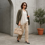 [Taurillon Lagoon x Crocodile]<br>Voyage M bag<br>color: taupe x taupe