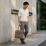 [Taurillon Lagoon x Crocodile]<br>Voyage L bag<br>color: taupe x taupe