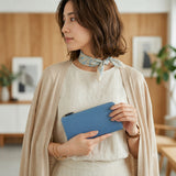 [French calf] <br>L zip long wallet<br>color: Jean blue