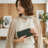 [French calf] <br>L zip long wallet<br>color: dark green