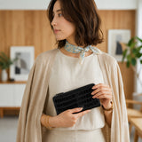 [Croc pattern] <br>L zip long wallet<br>color: black