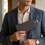 [French calf] <br>L zip long wallet<br>color: dark brown