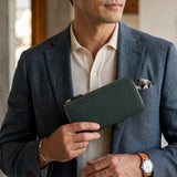 [French calf] <br>L zip long wallet<br>color: dark green