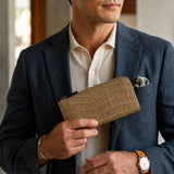 [Croc pattern] <br>L zip long wallet<br>color: taupe