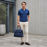[Taurillon Lagoon x Crocodile]<br>Voyage L bag<br>color: navy