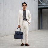 [Shrink leather x croco pattern leather]<br>Voyage L bag<br>color: navy