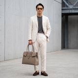 [Shrink leather x croco pattern leather]<br>Voyage L bag<br>color: taupe x taupe