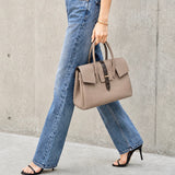[Taurillon Lagoon x Crocodile]<br>Voyage M bag<br>color: taupe x dark brown