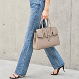 [Taurillon Lagoon x Crocodile]<br>Voyage M bag<br>color: taupe x taupe
