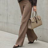 [Taurillon Lagoon x Crocodile]<br>Voyage M bag<br>color: taupe x dark brown