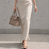 [Shrink leather x croco pattern leather]<br>Voyage M bag<br>color: taupe x taupe