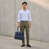 [Taurillon Lagoon x Crocodile]<br>Voyage L bag<br>color: navy