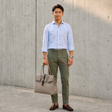 [Taurillon Lagoon x Crocodile]<br>Voyage L bag<br>color: taupe x dark brown