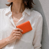 [French calf] <br>Thread gusset card case<br>color: orange