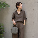 [Shrink leather]<br>postman mini shoulder<br>color: ethane gray