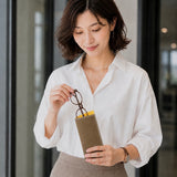 [French calf] <br>glasses case<br>color: taupe