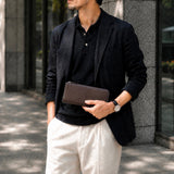 [French calf] <br>L zip long wallet<br>color: dark brown