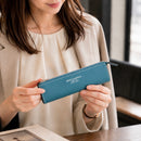 [French calf]<br>zipper pencil case<br>color: Jean blue