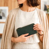 [French calf] <br>L zip long wallet<br>color: dark green