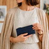 [Croc pattern] <br>L zip long wallet<br>color: navy