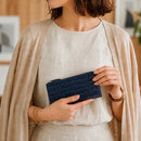 [Croc pattern] <br>L zip long wallet<br>color: navy