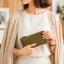 [Croc pattern] <br>L zip long wallet<br>color: khaki