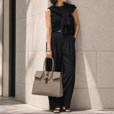 [Shrink leather x croco pattern leather]<br>Voyage L bag<br>color: taupe