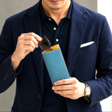 [French calf] <br>glasses case<br>color: Jean blue