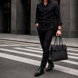 [Shrink leather x croco pattern leather]<br>Voyage L bag<br>color: black