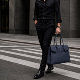 [Taurillon Lagoon x Crocodile]<br>Voyage L bag<br>color: navy