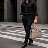 [Shrink leather x croco pattern leather]<br>Voyage L bag<br>color: taupe
